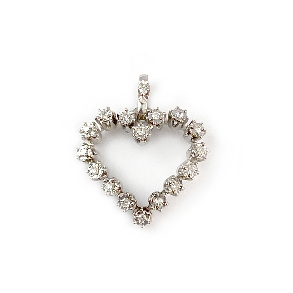 Pendentif coeur d'occasion or 750 blanc diamants