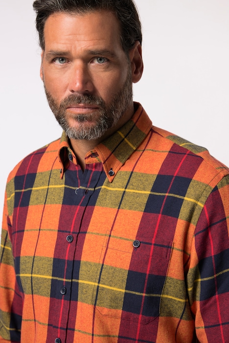 JP 1880 Karo-Flanellhemd, Buttondown-Kragen, Modern Fit, bis 8 XL