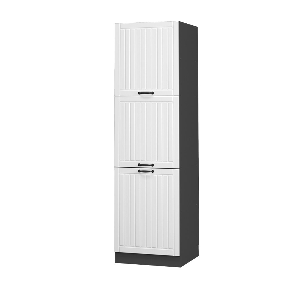 Vicco Herdumbauschrank Küchenschrank Küchenmöbel Fame-Line Landhaus Anthrazit Weiß 60 cm Küche Einbauküche Blende Herdschrank Hochschrank Küchenzeile Drehtür Einlegeboden