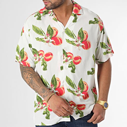 Chemise Manches Courtes Luke Flores Resort Blanc Floral