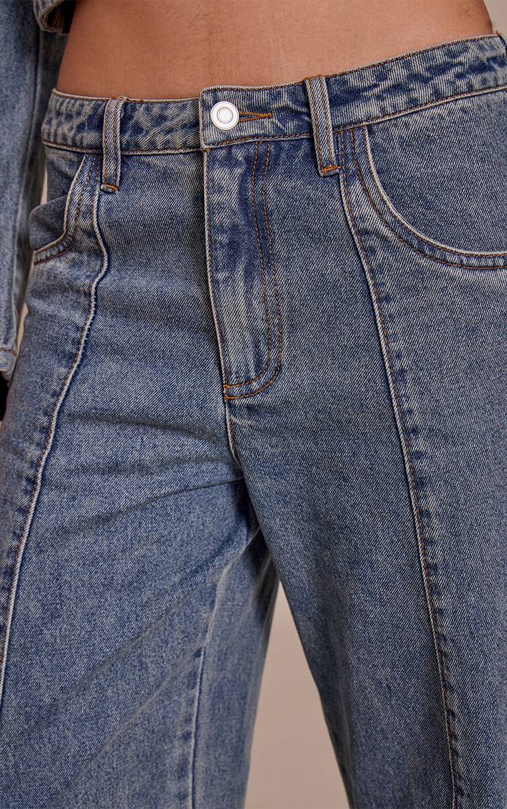 Vintage Jean Barrel Taille Mi-haute Détail Coutures
