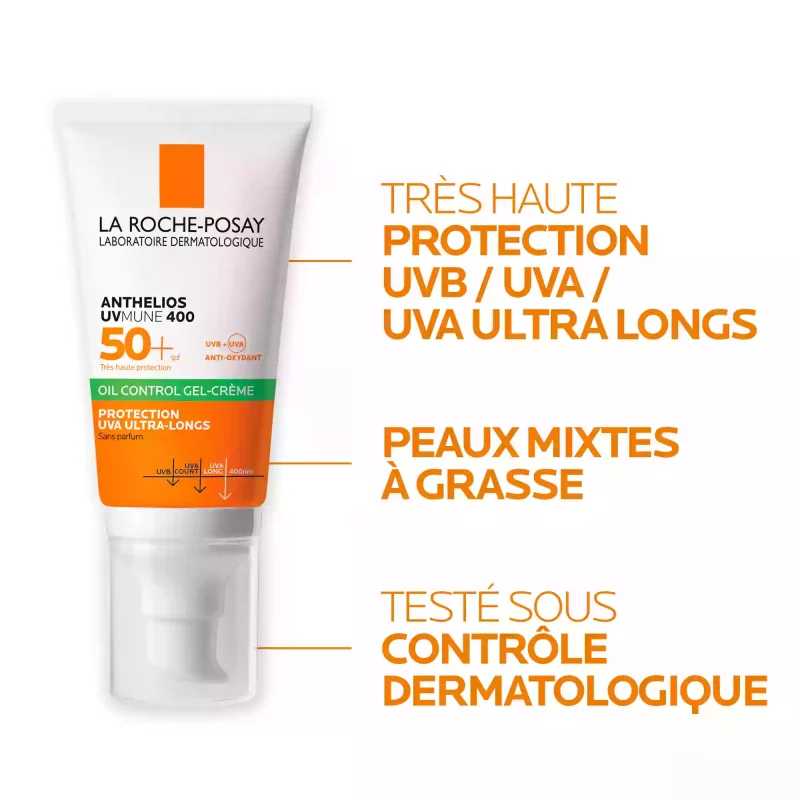 Anthelios UVmune 400 Gel-Crème Oil Control SPF50+ Sans Parfum - 50ml