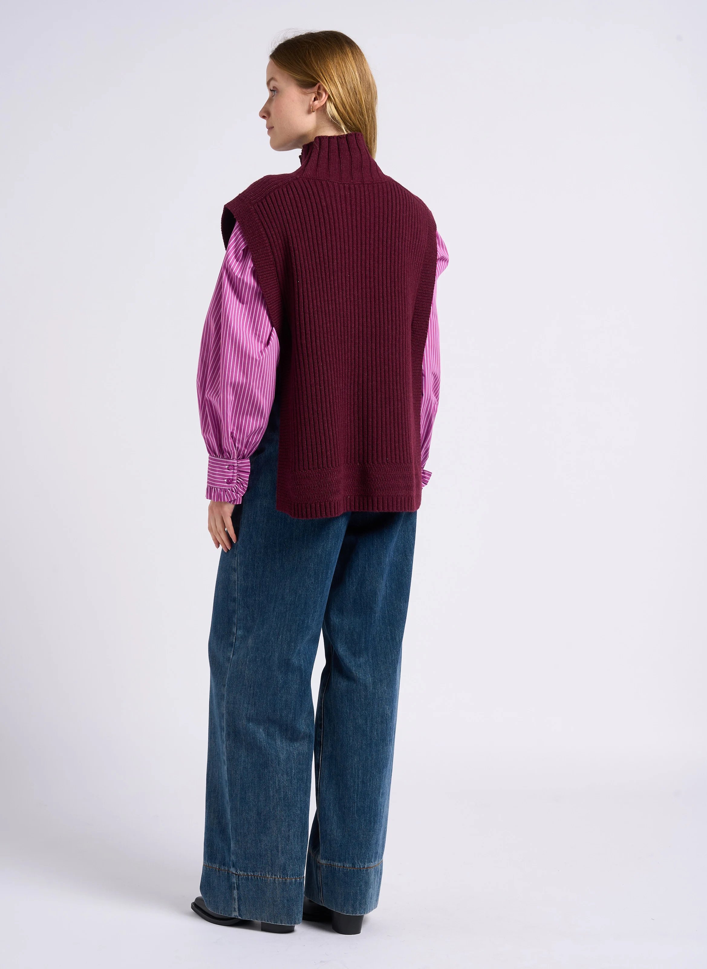 LEONY - Chemise rayée en coton mélangé | Violet