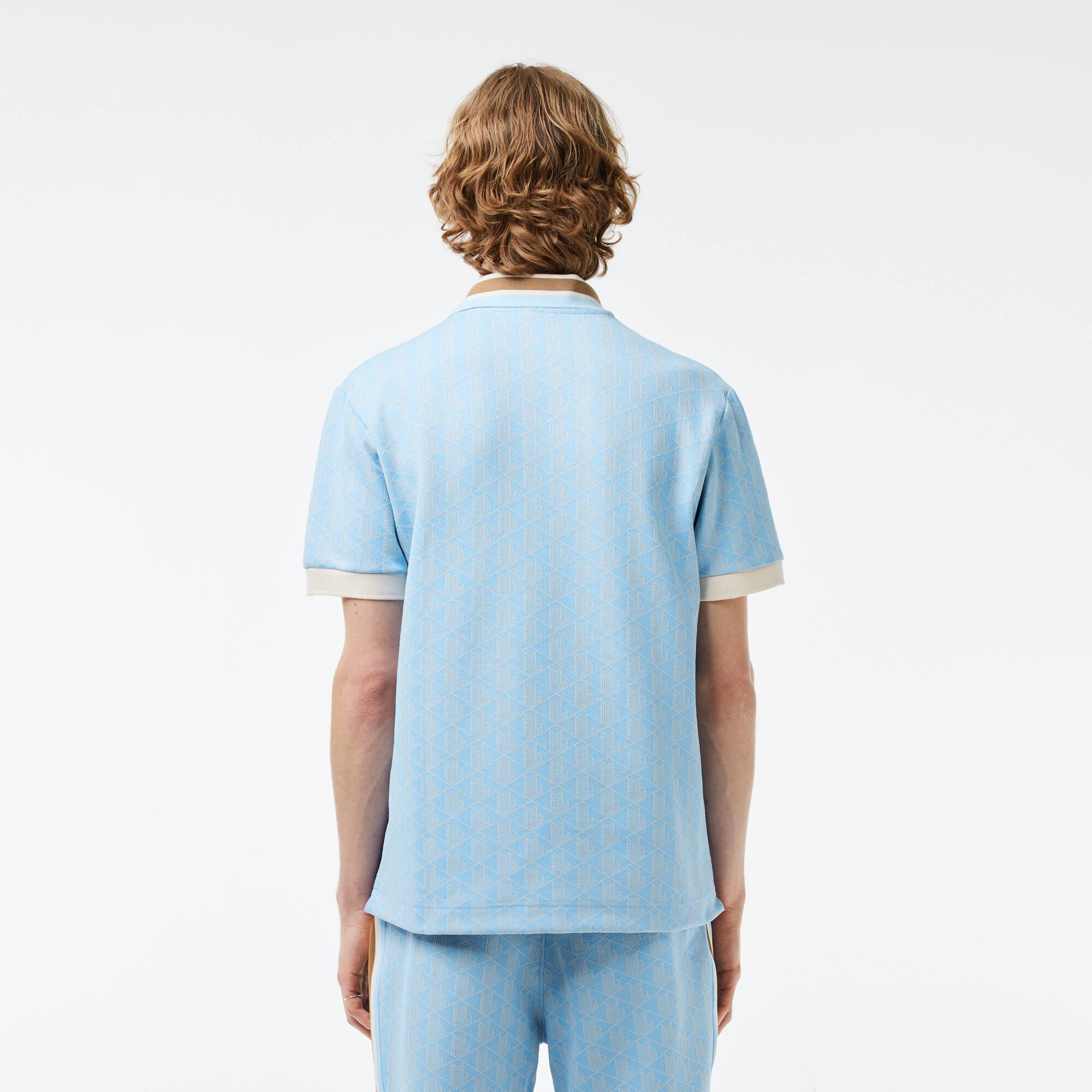 Poloshirt mit Kontrastkragen und Monogramm-Motiv Kurze Ärmel - Blau - Lacoste - Herren