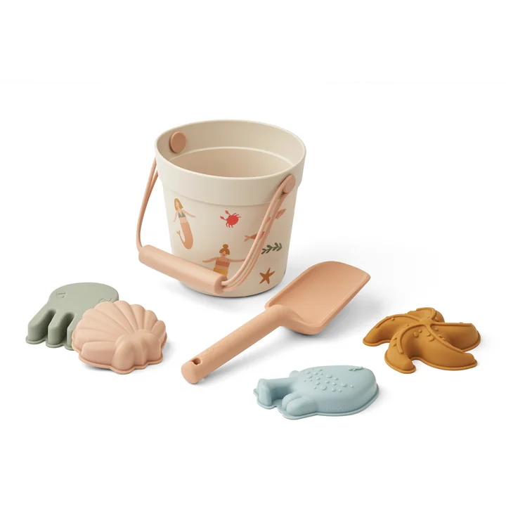 LIEWOOD - Dante Strandspielset, Wale, clould blue (6er-Set)