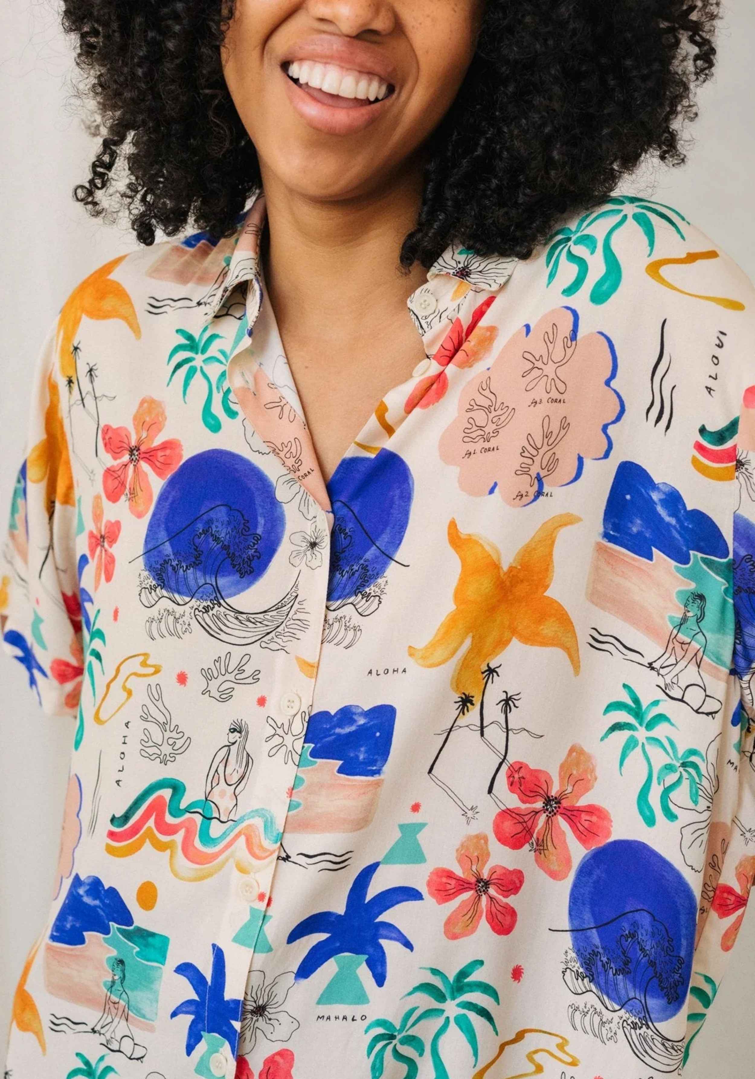 Twothirds Bluse Stora Herro Surf Abstract