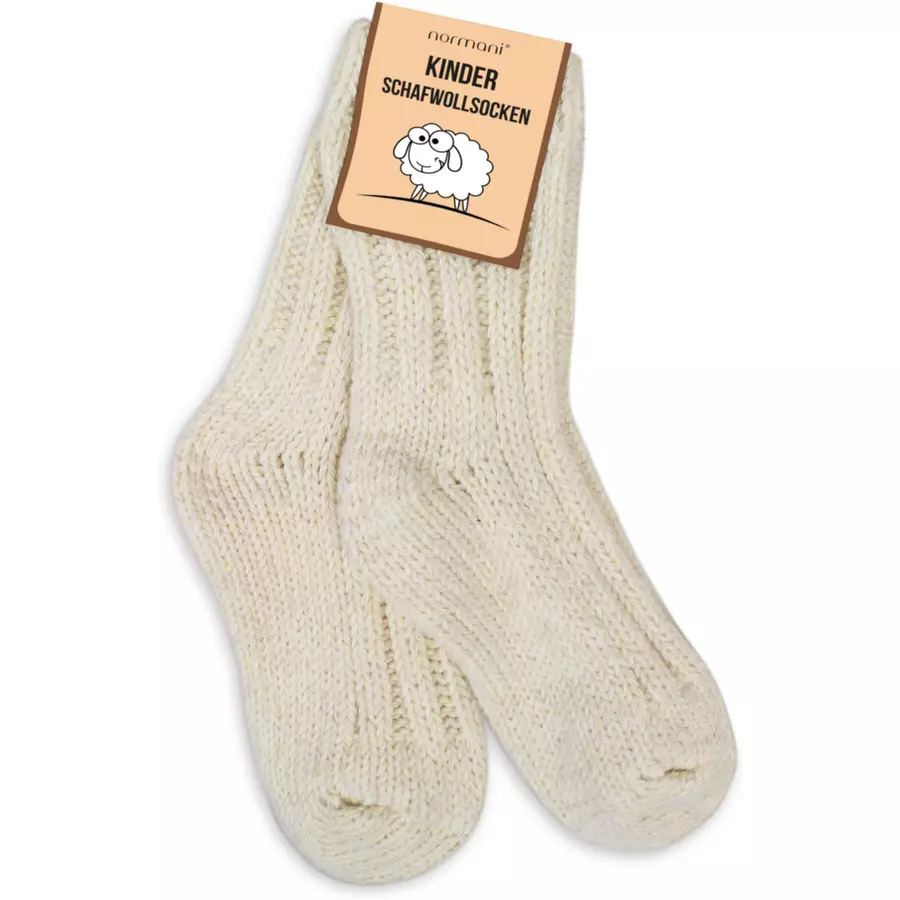 normani 3 Paar Kinder Norwegersocken mit Schafwolle RotRosaWollweiß