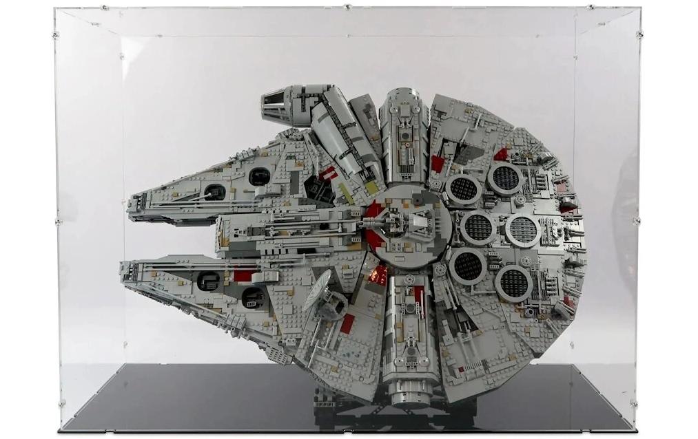Baukasten Acryl-Display für LEGO 75192 Star Wars<br>Vertikal Acry-Display-Box und Ständer mit schwarzem Boden für LEGO Star Wars UCS Millennium Falcon