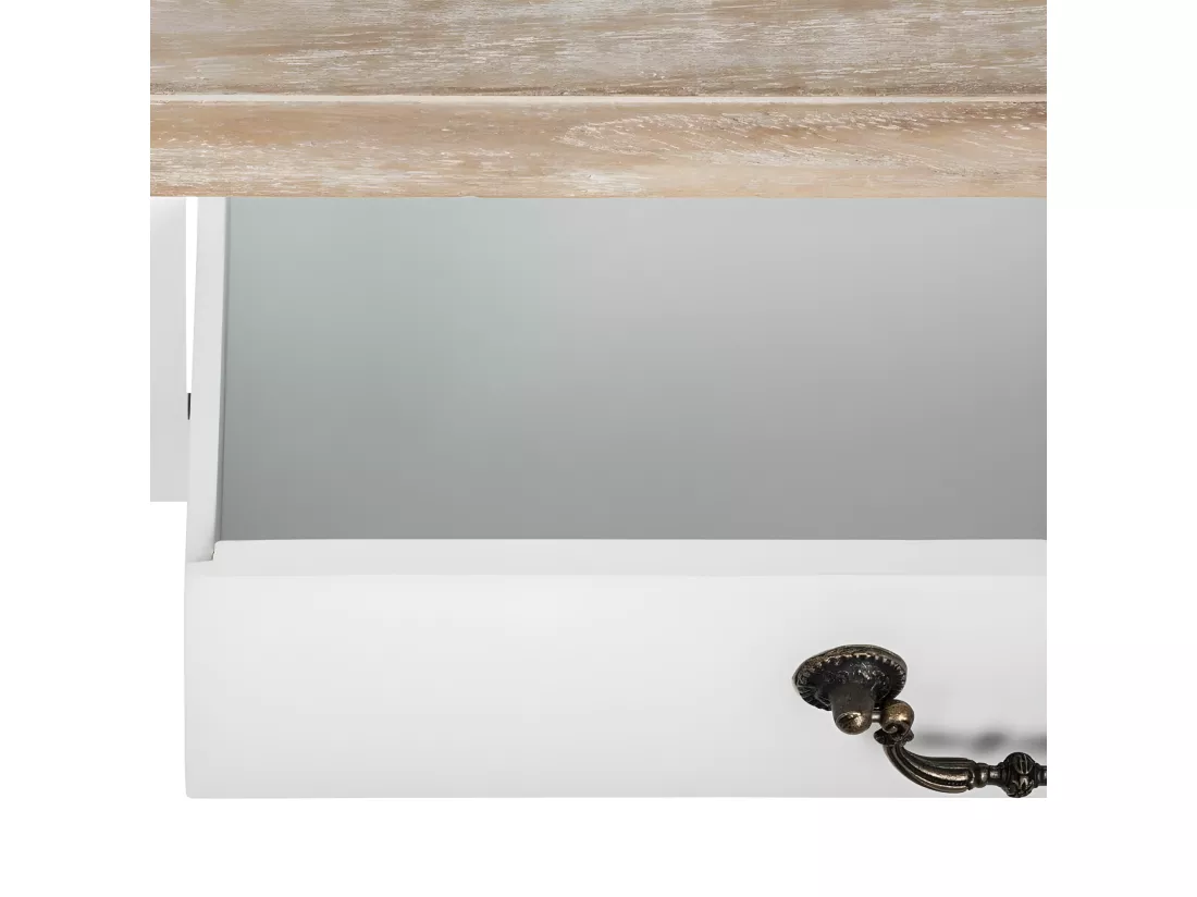 Meuble Coiffeuse en Bois Blanc et Naturel effet blanchi