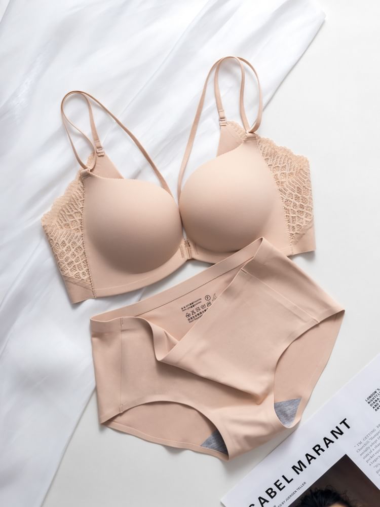 Nabla - Effen kanten paneel bh / slip / set zonder beugel