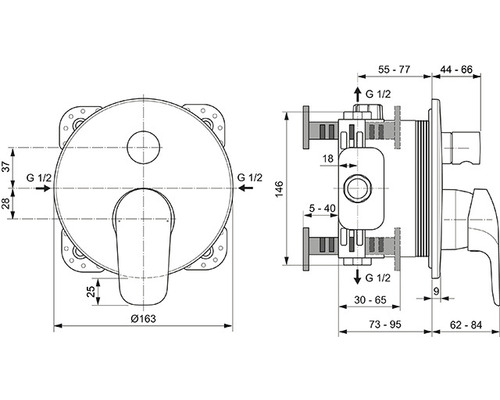 Ideal Standard inbouw badkraan CERAFLEX chroom A6725AA