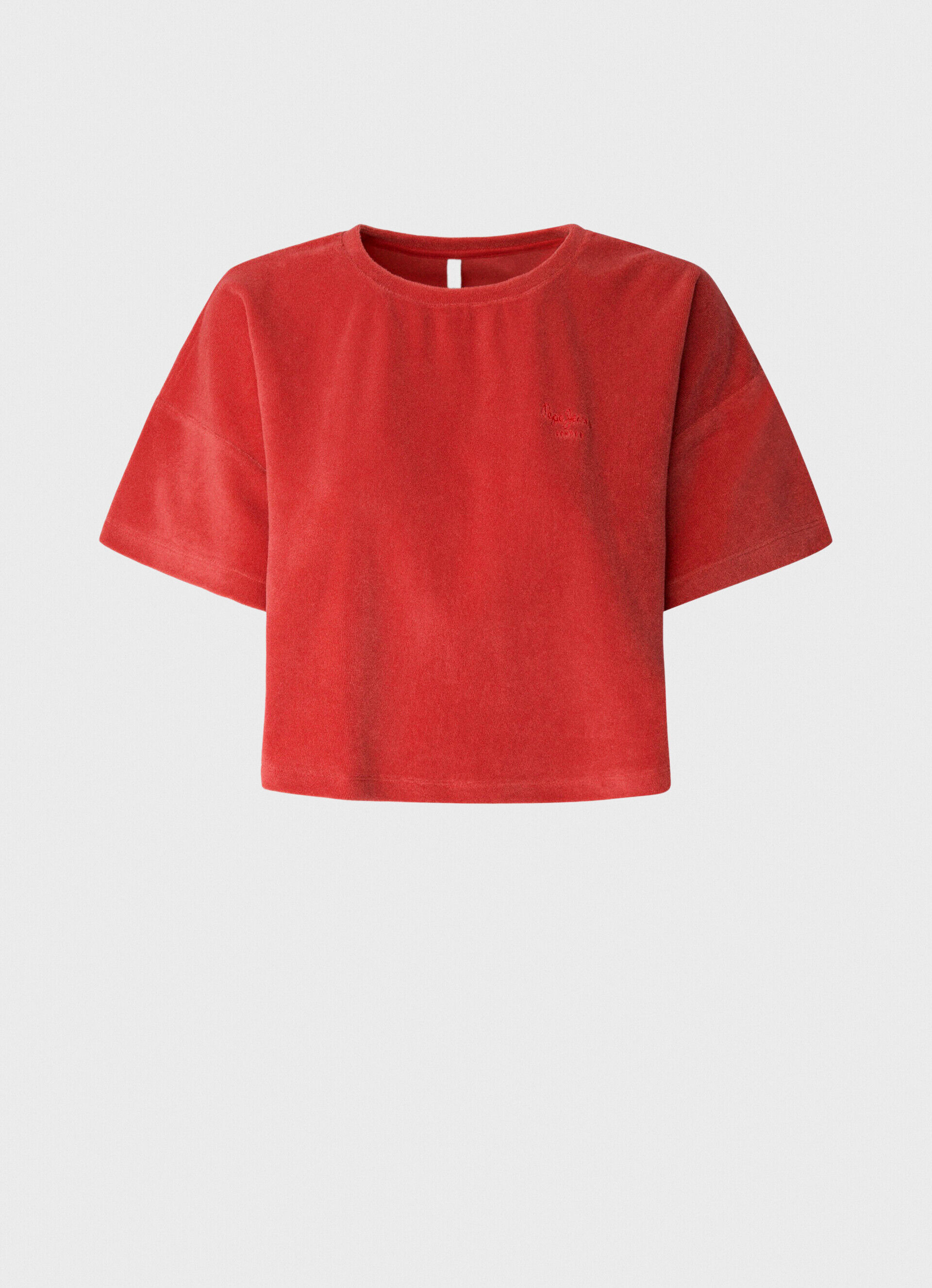 CAMISETA CROPPED COM EFEITO TOALHA - vermelho estúdio