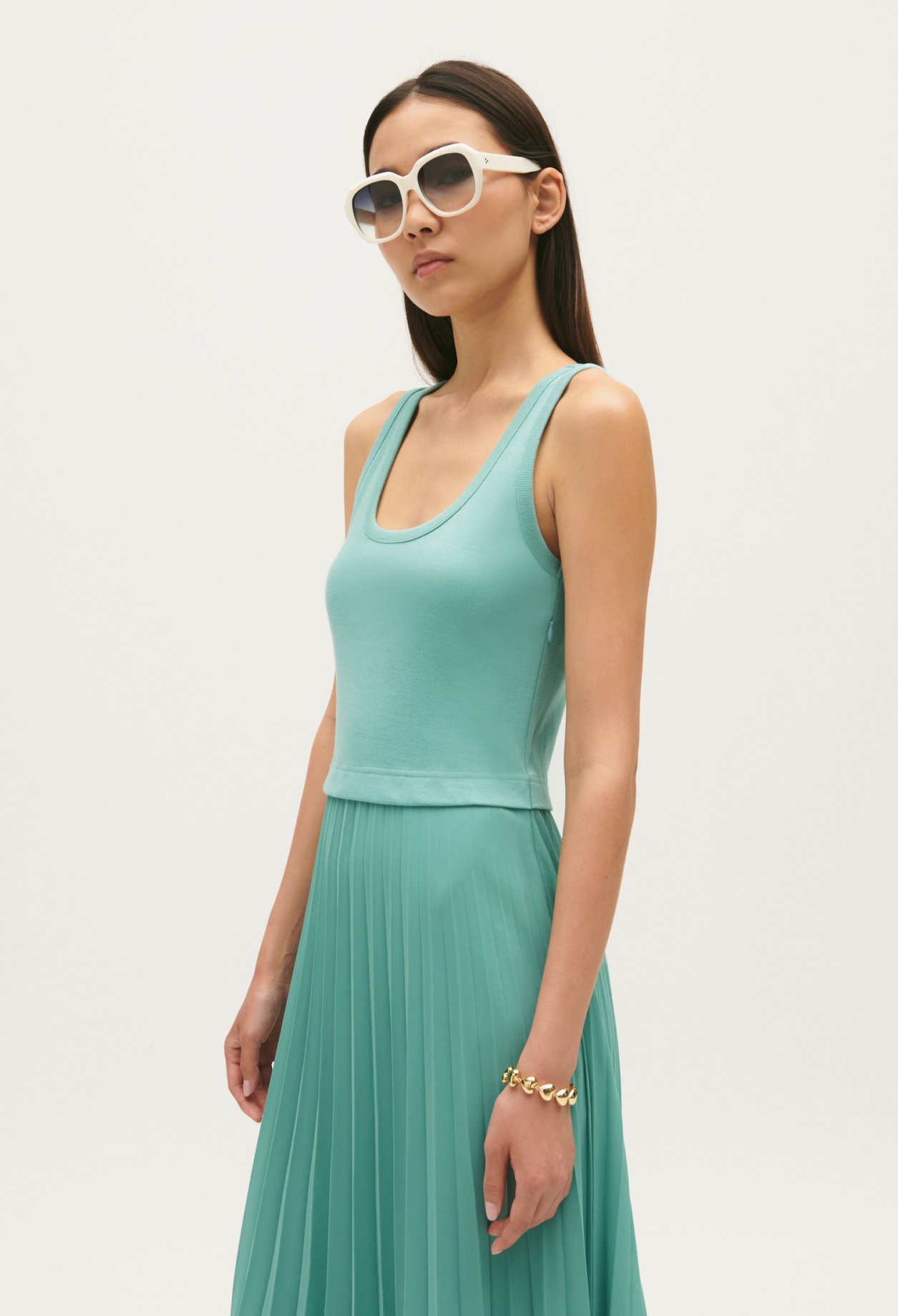 Robe midi bimati&egrave;re vert d'eau