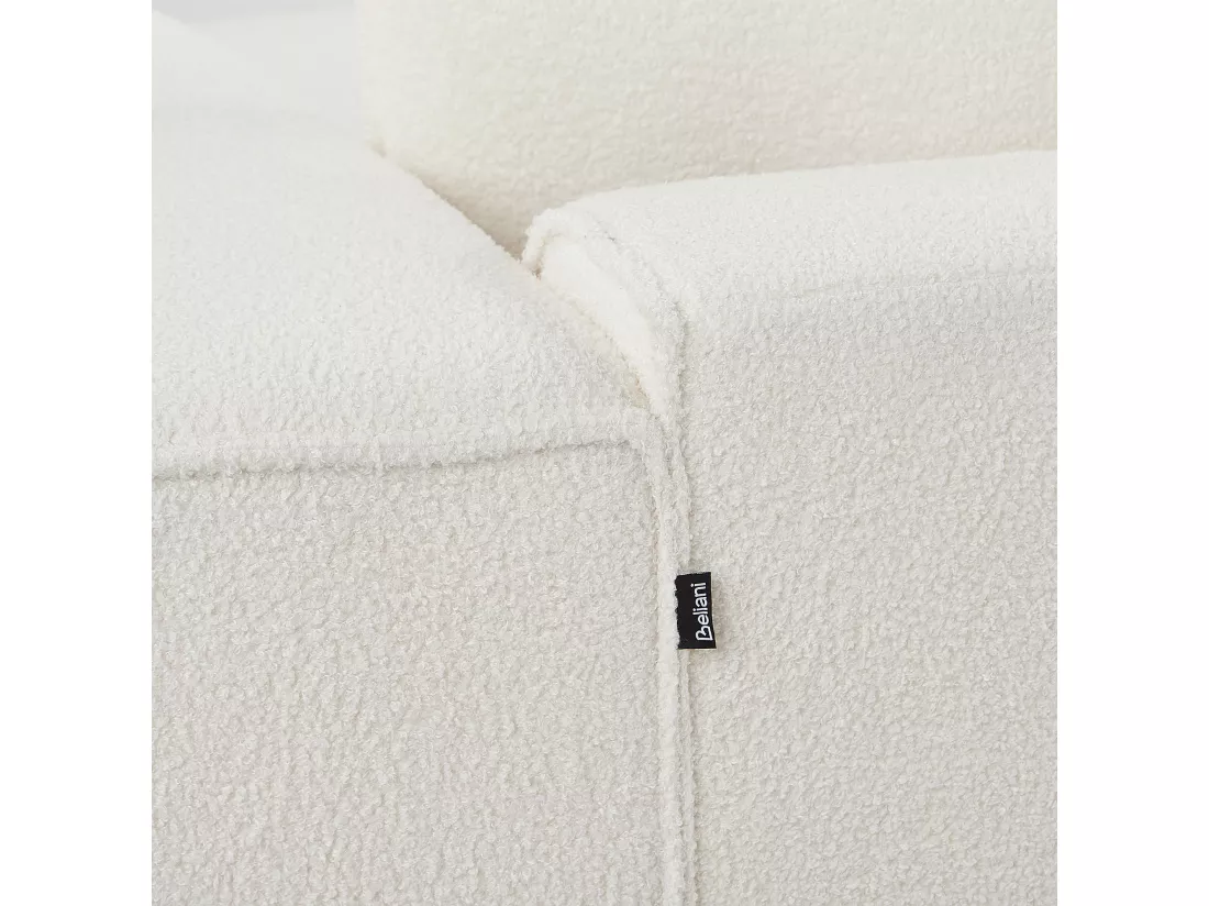 Canapé angle à gauche en tissu bouclé blanc cassé DOLVA