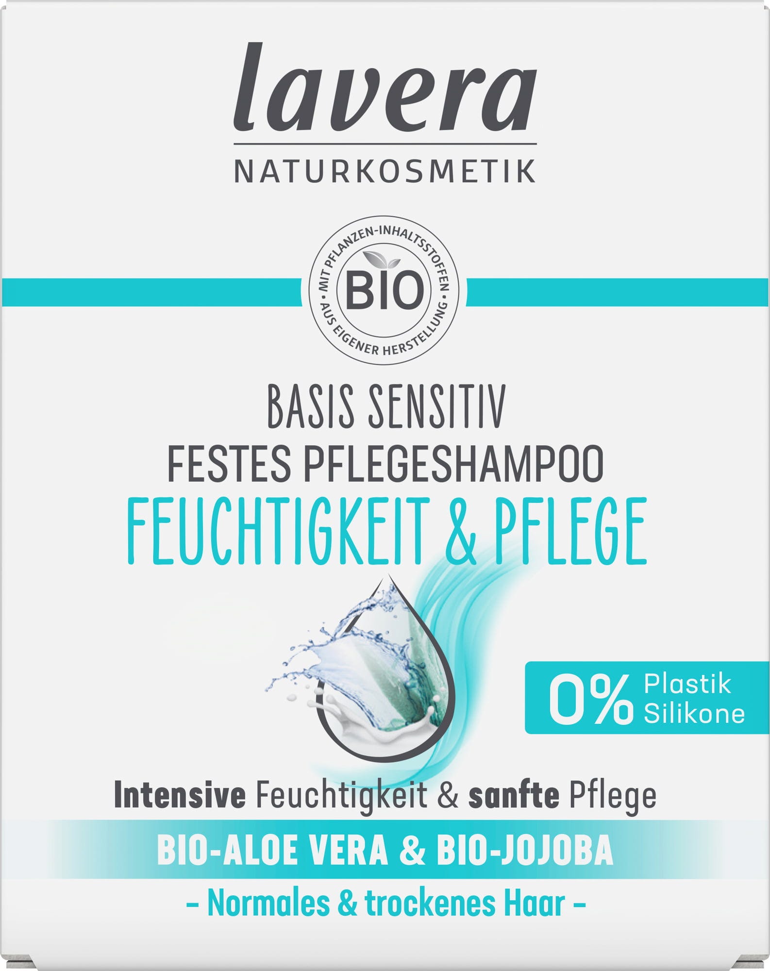 lavera  Basis Sensitiv Festes Pflegeshampoo Feuchtigkeit & Pflege, 50 g