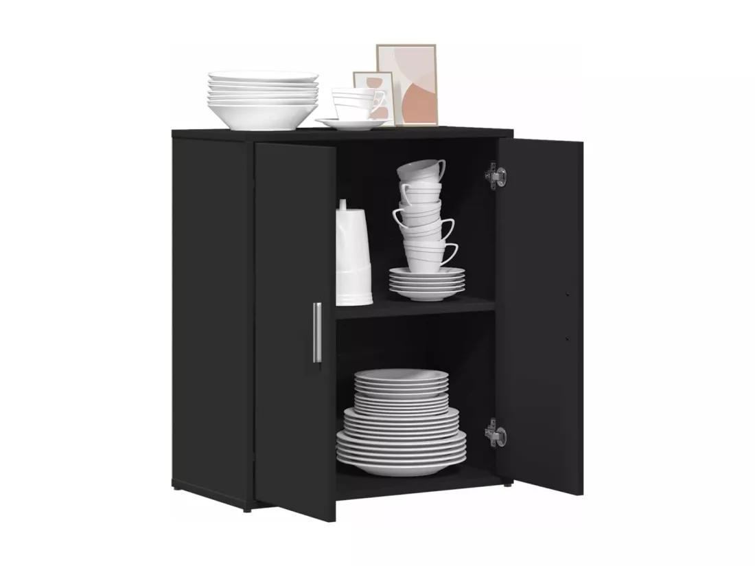 Buffet noir 60x31x70 cm bois d'ingénierie