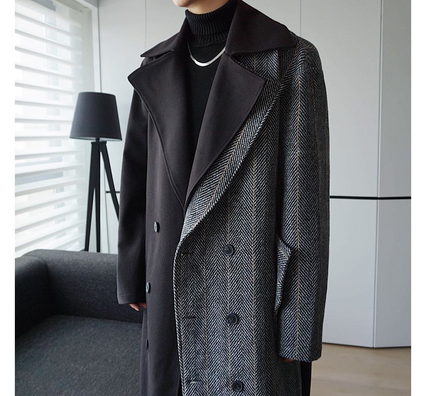 Orungeetun - Mock Two Piece Long-Sleeve Double Breasted Trenchcoat
