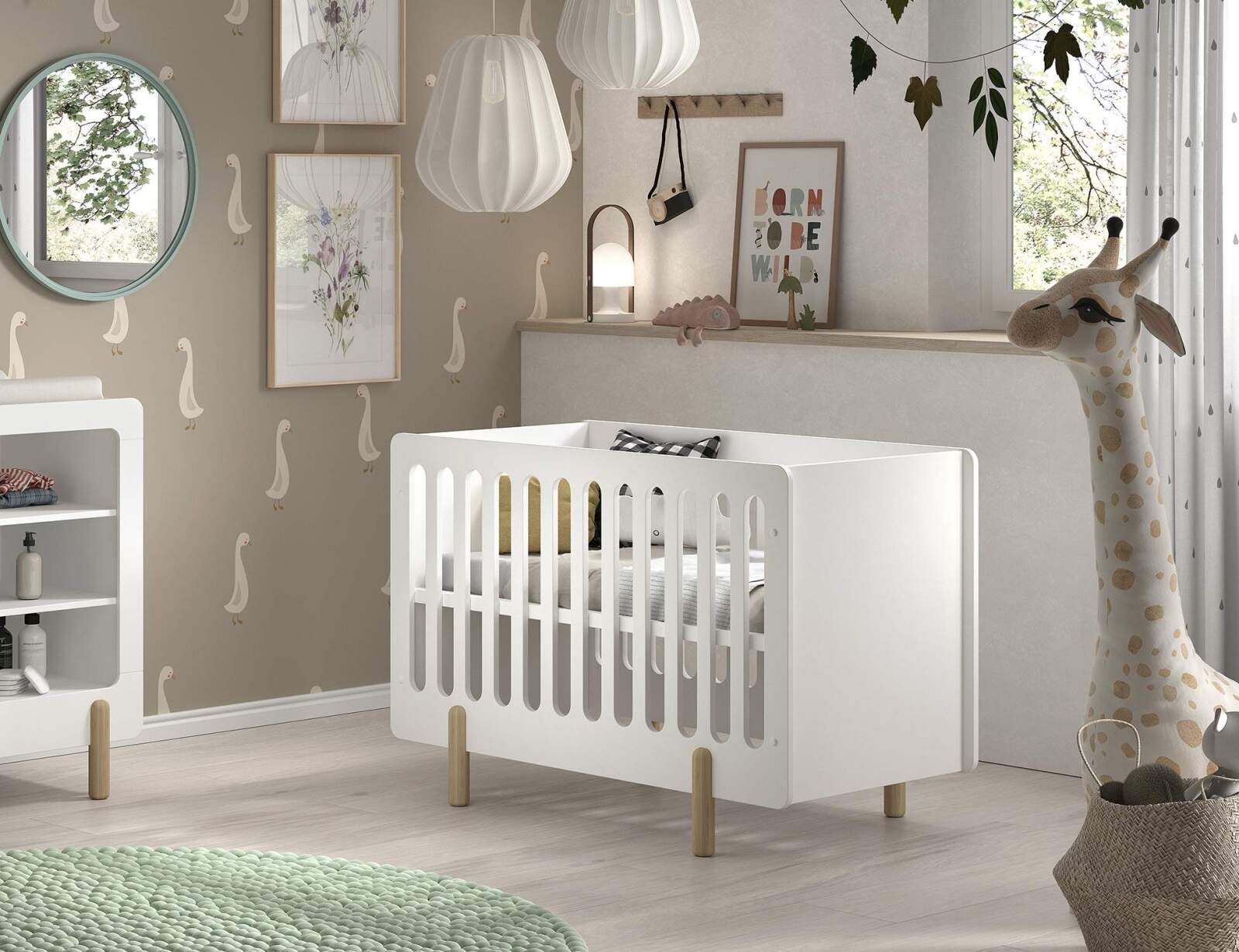 Babybett SMILE - weiß - verstellbares Lattenrost - 60x120 cm