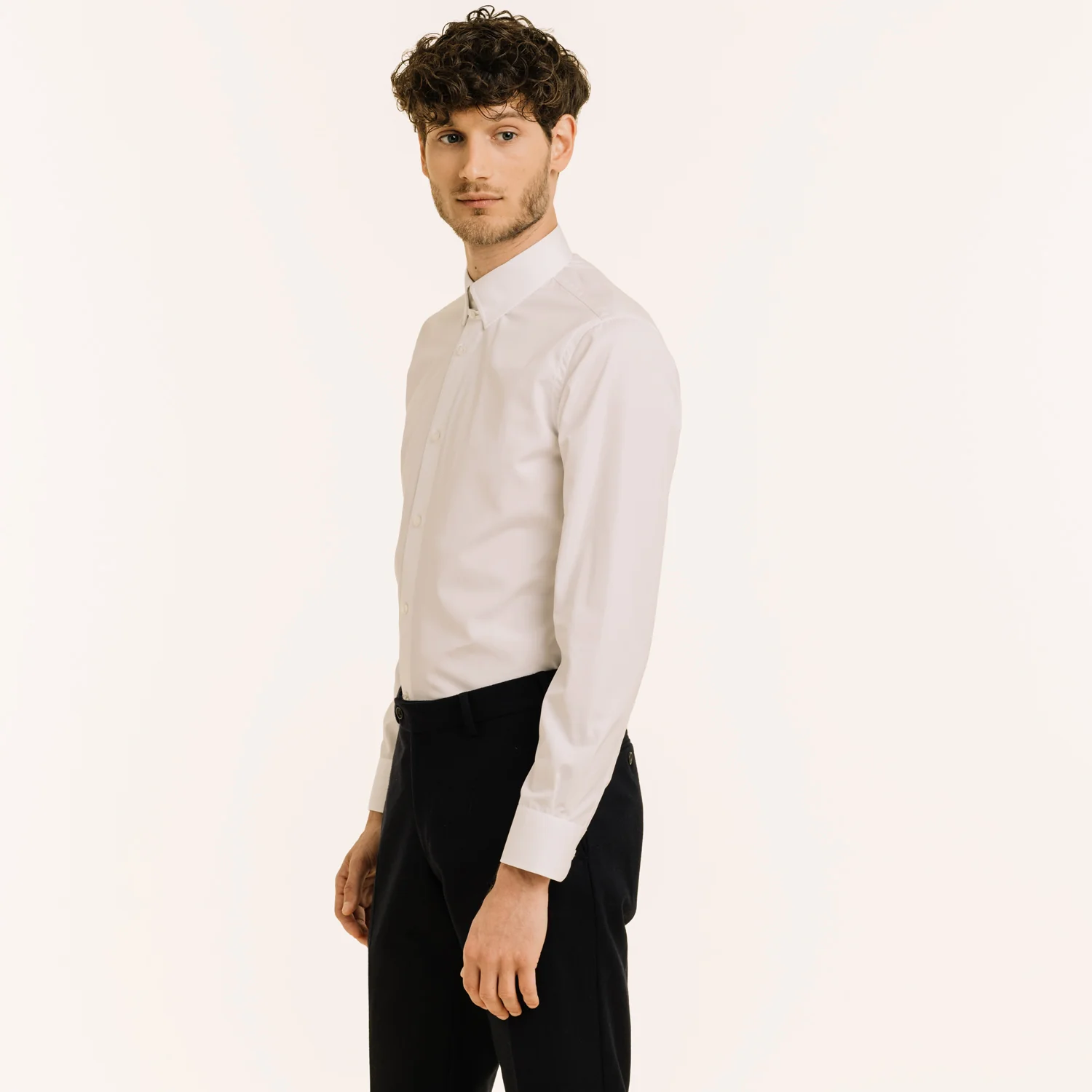White double-twisted poplin shirt