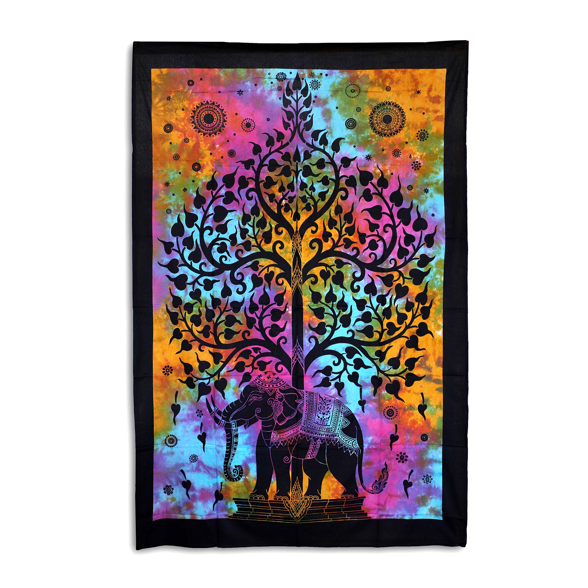 Multifunktionstuch 'Elefant & Baum des Lebens', multicolor, schwarz, B 137 cm, H 213 cm von fischer's lagerhaus