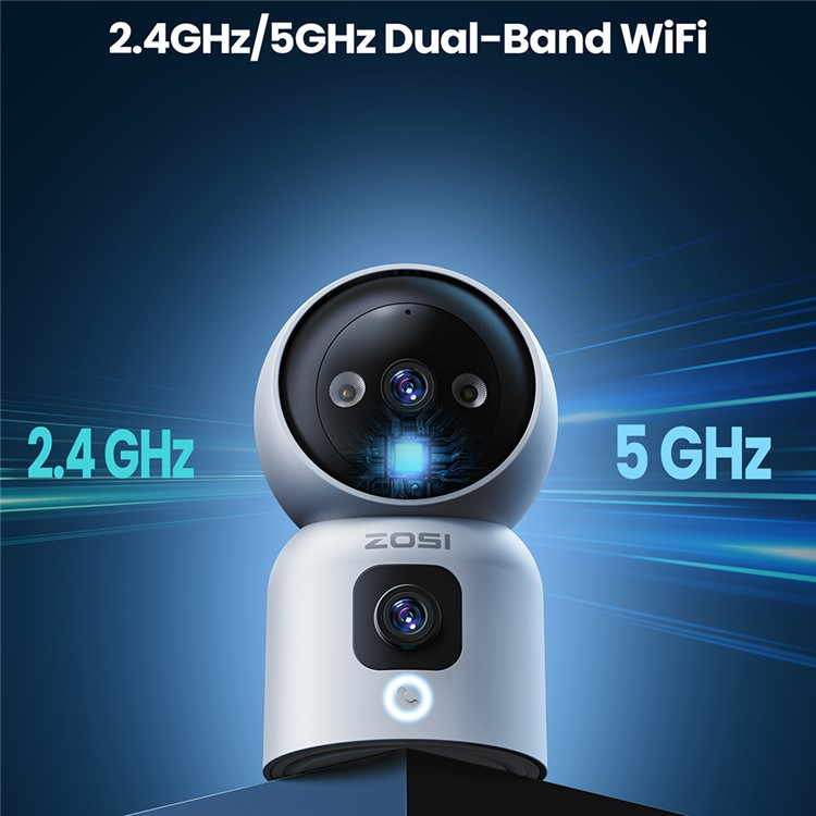 C528D 360° Indoor WiFi Internet IP Kamera Dual Linse (4MP) 1080p KI Nachtsichtfunktion / Zwei-Wege-Audio / Personenerkennung - Weiss