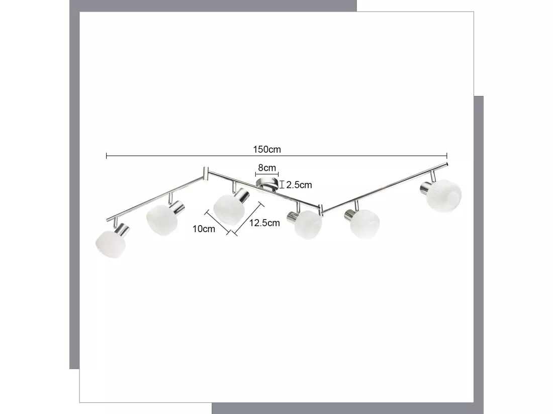 NETTLIFE Spot de plafond blanc E14 plafonnier 6 ampoules intérieur abat-jour en verre spot orientable