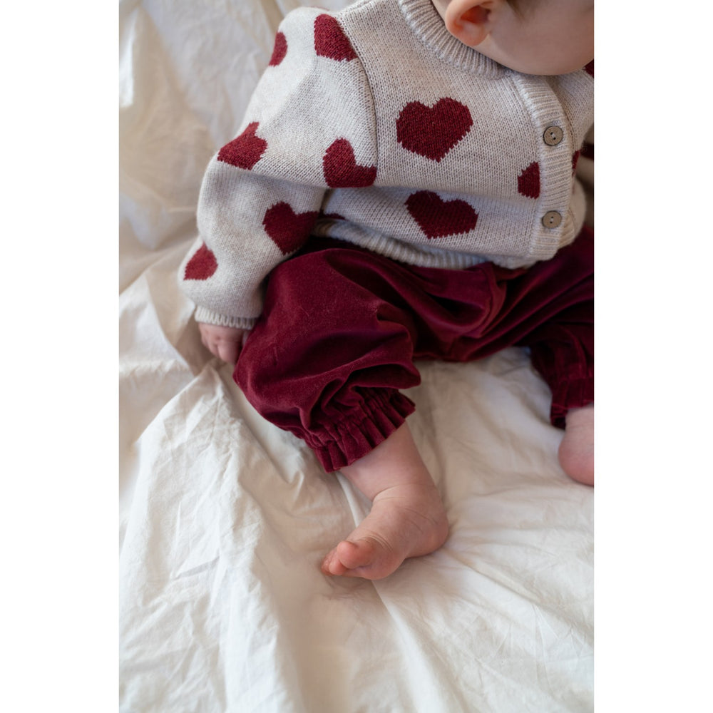 Køb Wheat Offwhite Melange Jacquard Cardigan Hearts