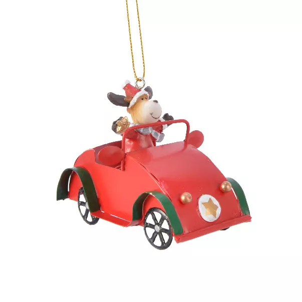 Renne à suspendre (H8 cm) En voiture Rouge