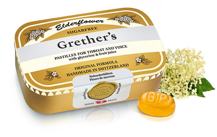 Grether's Elderflower zuckerfrei 110 gBonbons für Hals und Rachen
