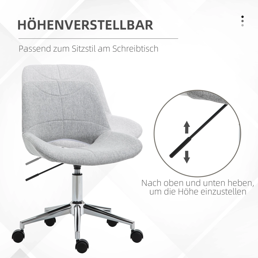 HOMCOM Höhenverstellbarer Bürostuhl mit Metallfuß und Rollen grau