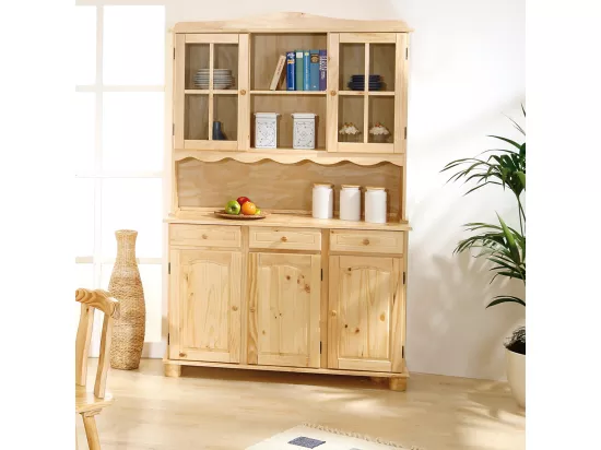 STAN - Buffet Vaisselier 5 Portes 3 Tiroirs Bois Massif