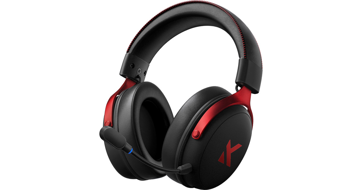 MCHOSEV9 Pro Wireless  over-ear gaming headset  (Zwart/rood, PC / laptop / Playstation / Switch / Smartphone, 2.4G / Bluetooth / Wired / Type-C)