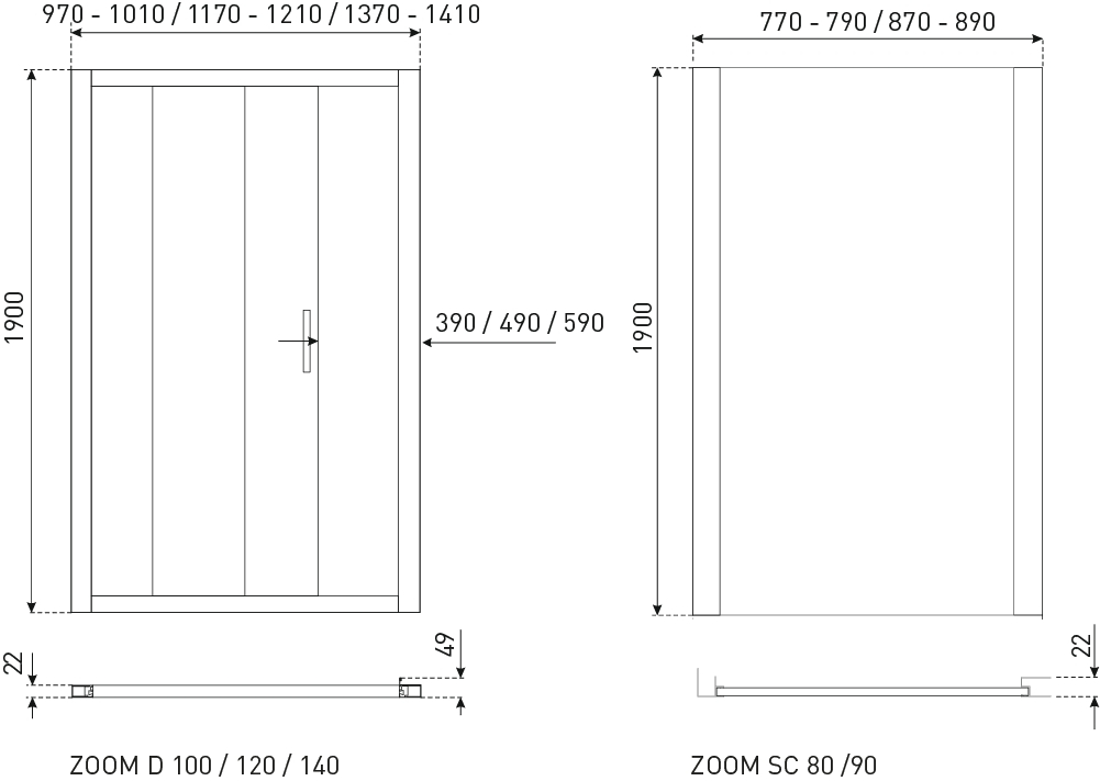 Kerra Zoom douchedeur 100x190cm chroom