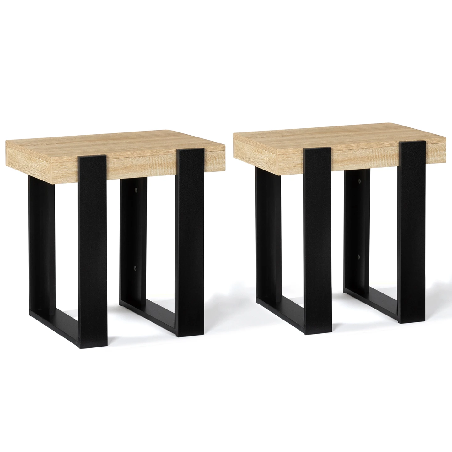 Lot de 2 tables de chevet PHOENIX tables d'appoint bois et noir