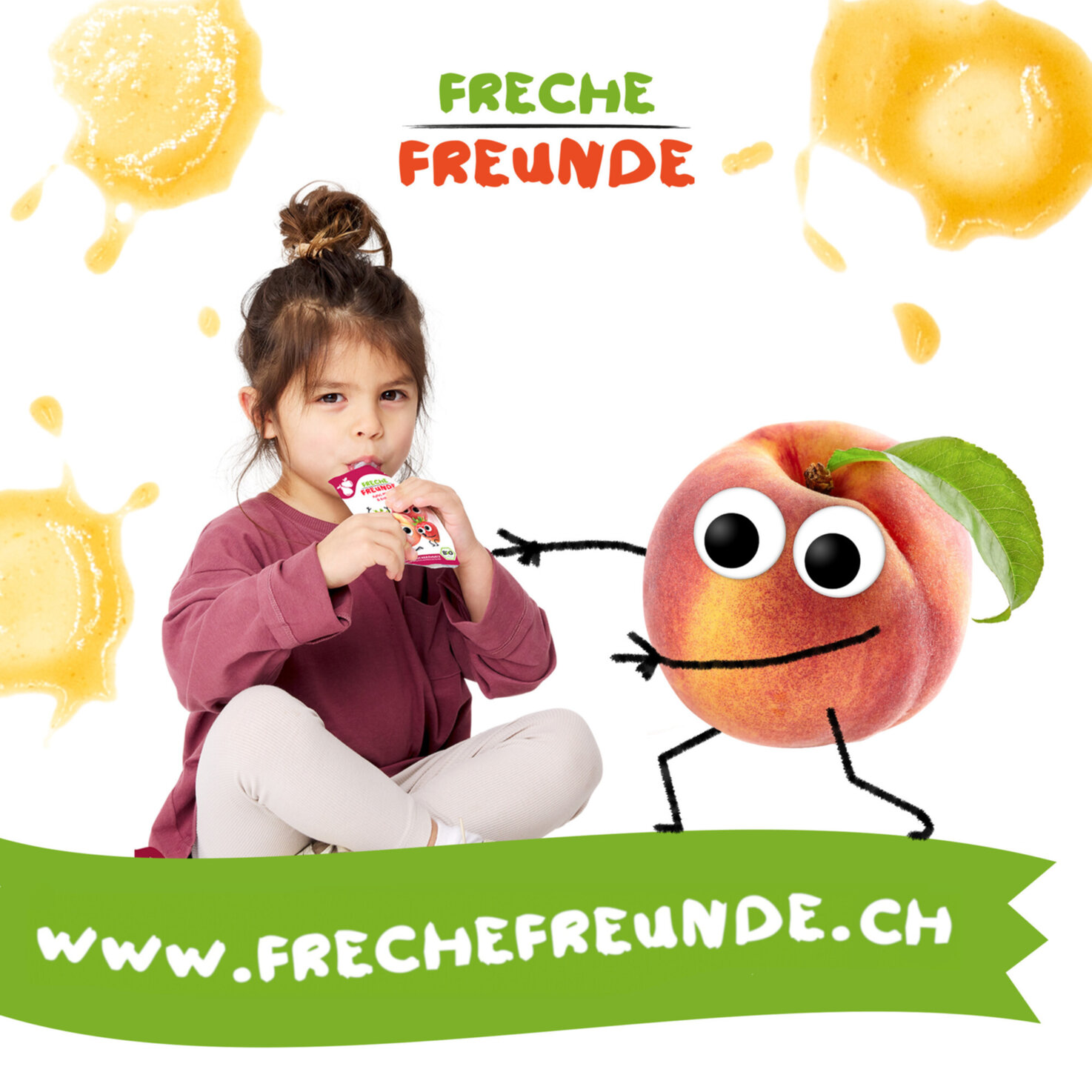 Freche Freunde Quetschbeutel Apfel, Pfirsich & Erdbeere 6+ Monate