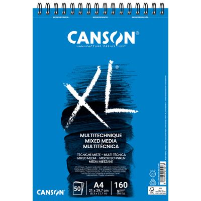 Canson XL - Bloc dessin à spirale - 50 feuilles - A4 - 160 gr - blanc