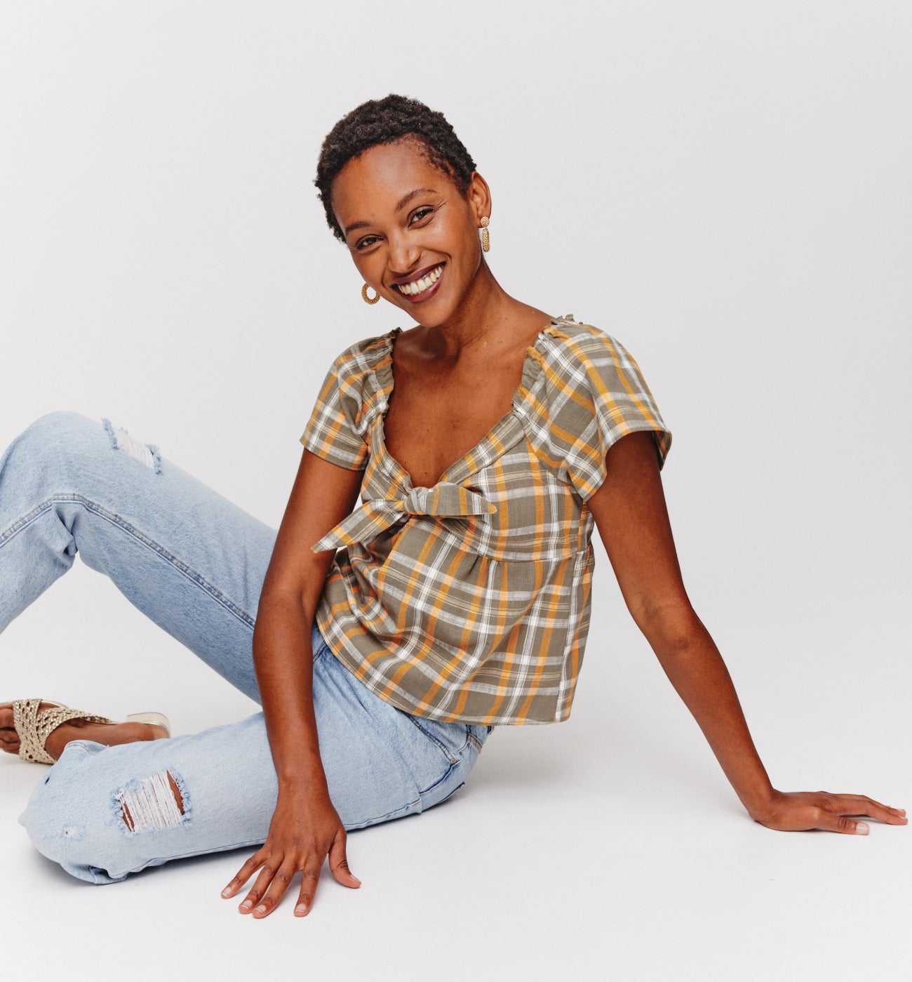 Blouse à carreaux Femme - Carreaux kaki