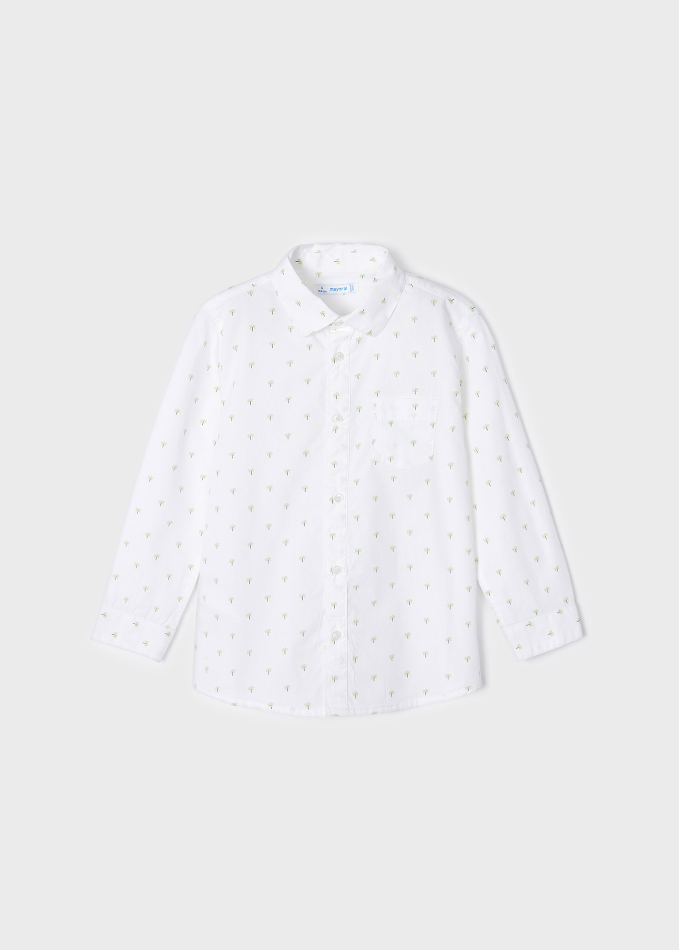 Camisa de manga comprida estampada, feita com algodão sustentável, para meninos.