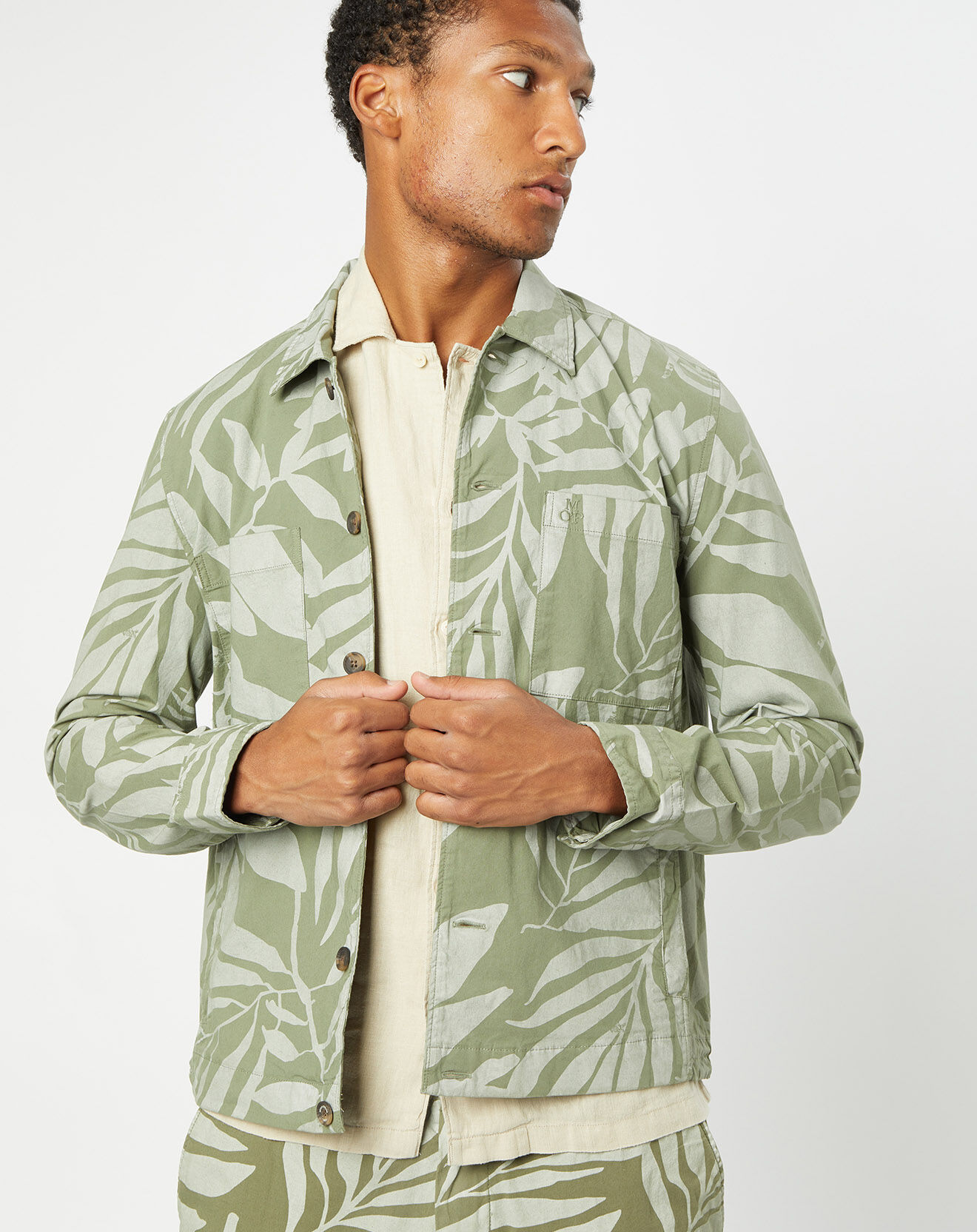 Marc O'Polo Veste Trucker Coton Bio kaki clair