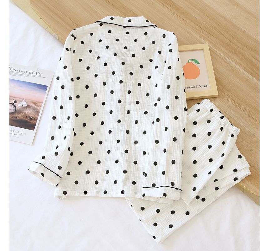 molpes - Pyjamaset: top met lange mouwen en stippen + broek