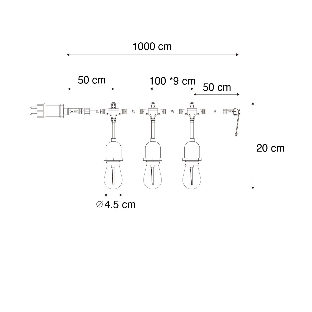 Lichtsnoer LED 10 meter 10-lichts helder IP44 - Chill