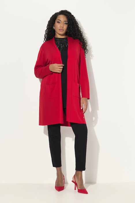 Strickjacke, lange, offene Form, weicher Feinstrick
