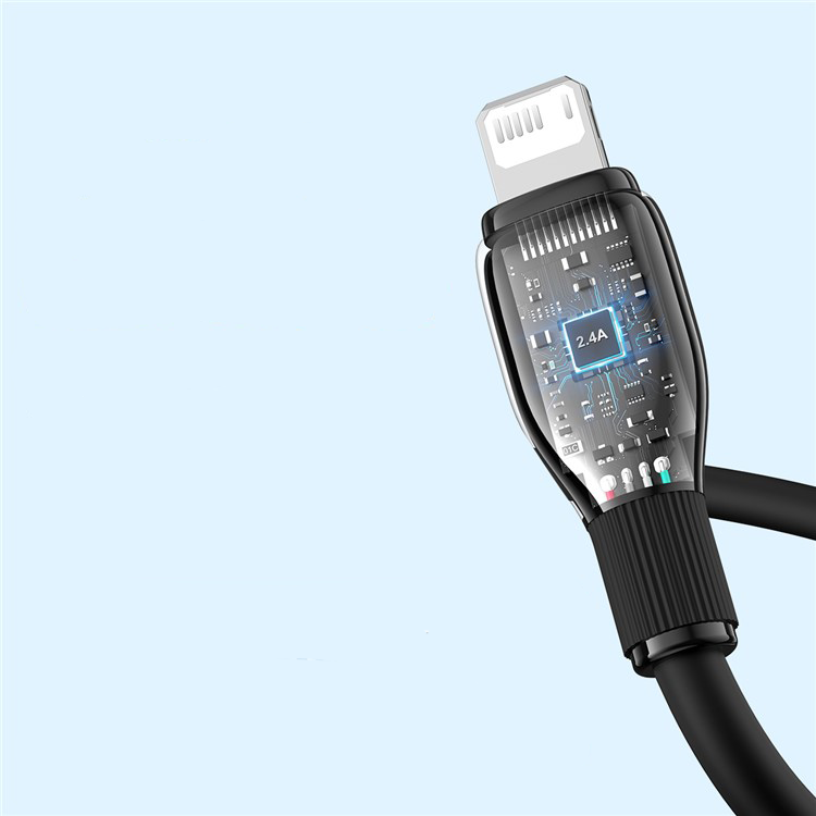 (2m) 2.4A USB A auf Lightning Ladekabel Datenkabel - Schwarz