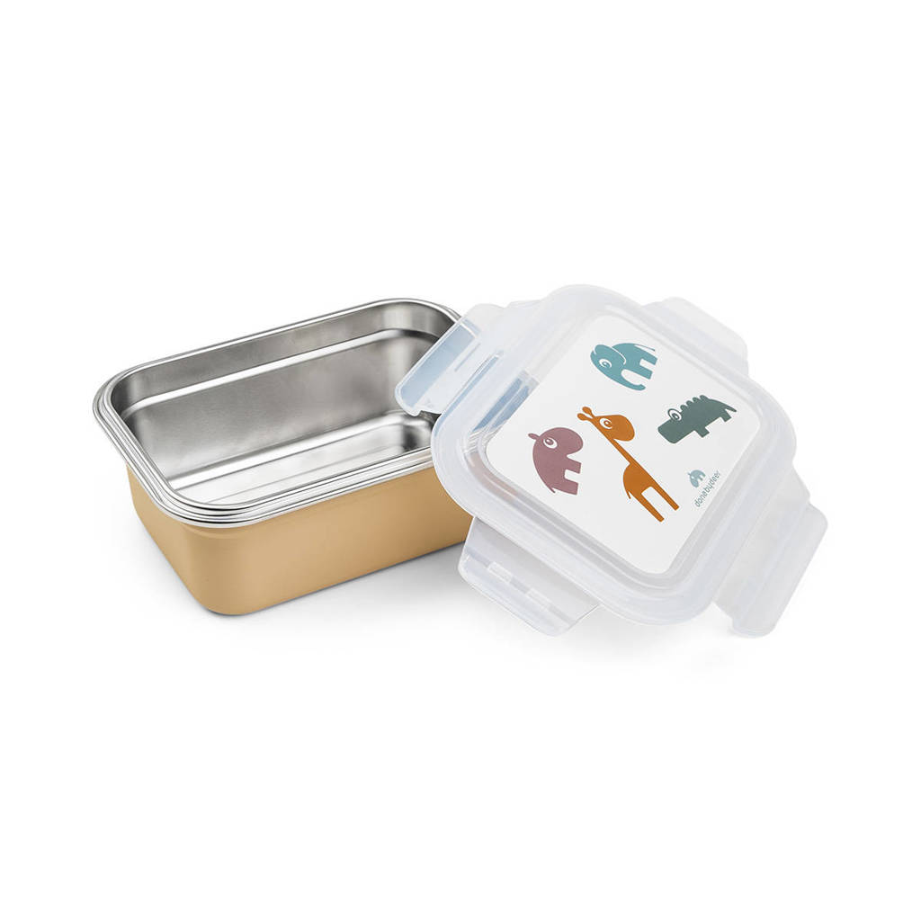 Metal lunch box Deer friends Mustard
