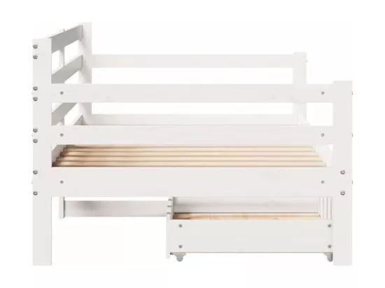 Lit de jour et tiroirs sans matelas blanc 90x200 cm bois massif