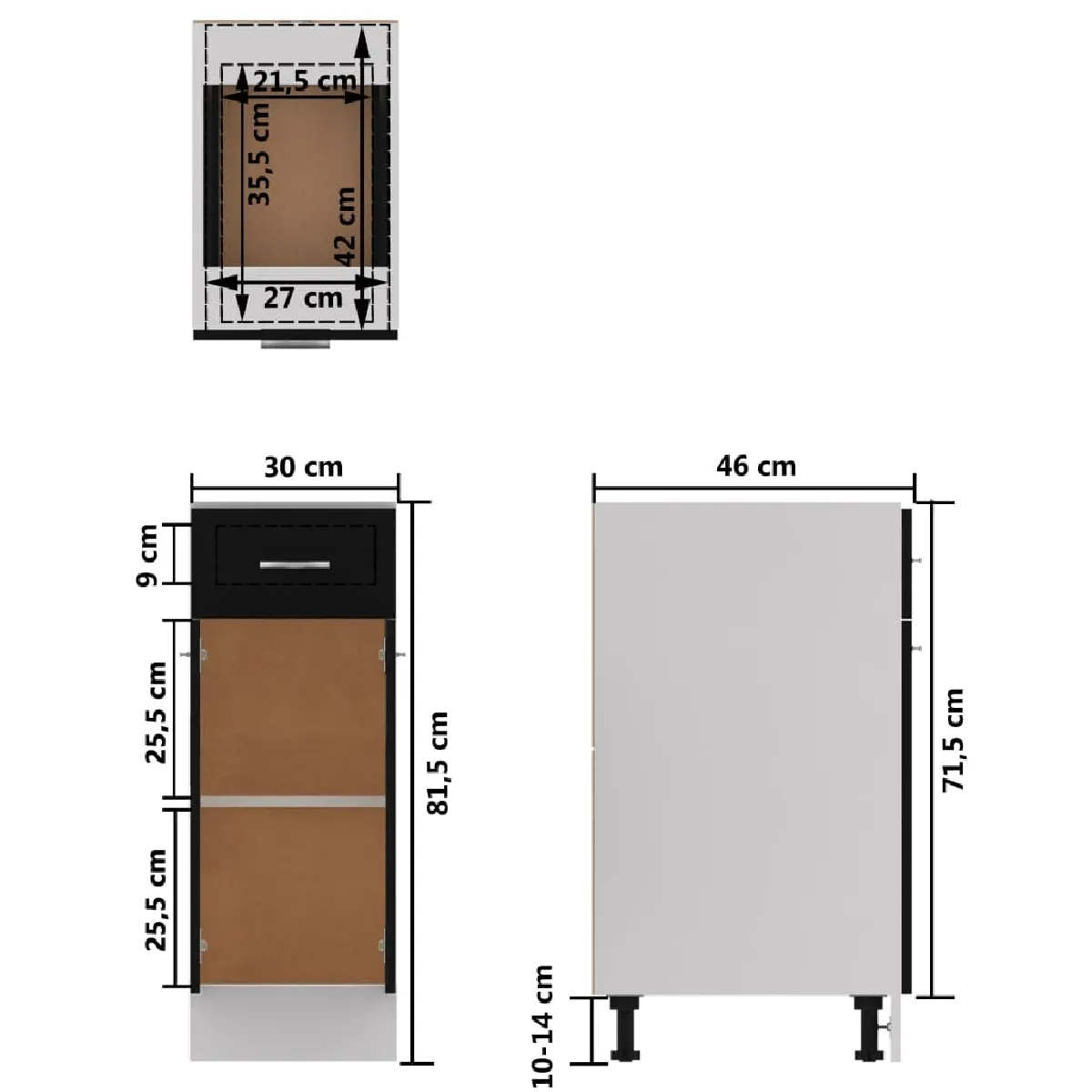 vidaXL Armoire à tiroir - Noir Aggloméré