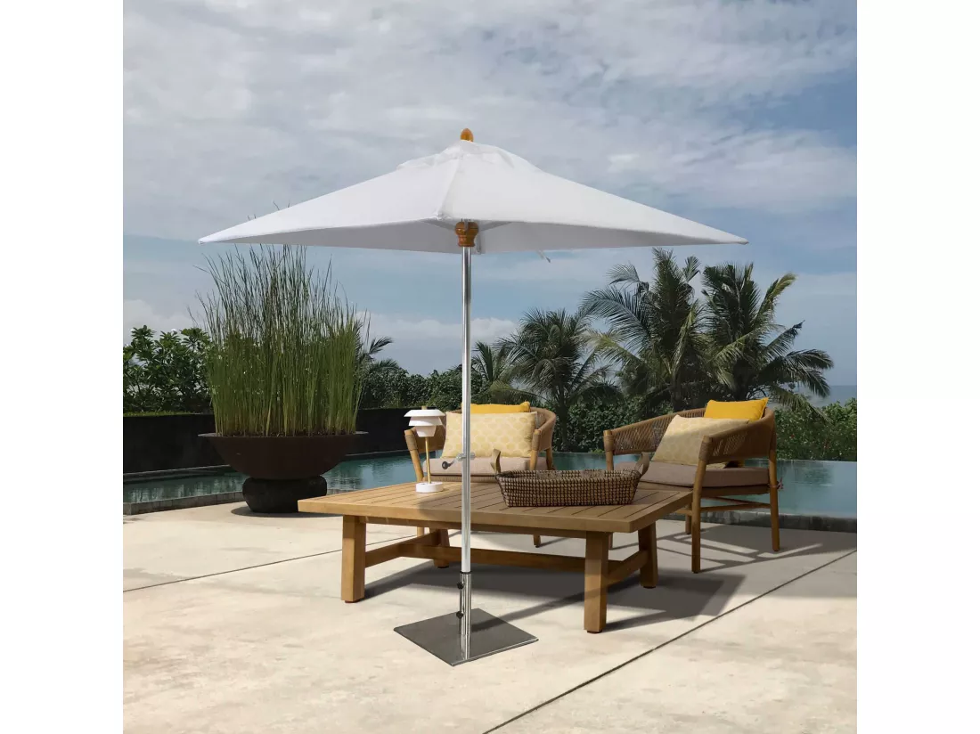 Now's Home - Parasol En Aluminium Et Toile Blanc 200cm