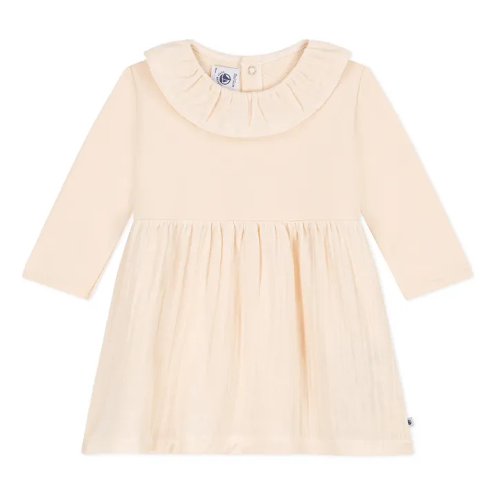 Petit Bateau Robe Gaze de Coton et Molleton | Ecru
