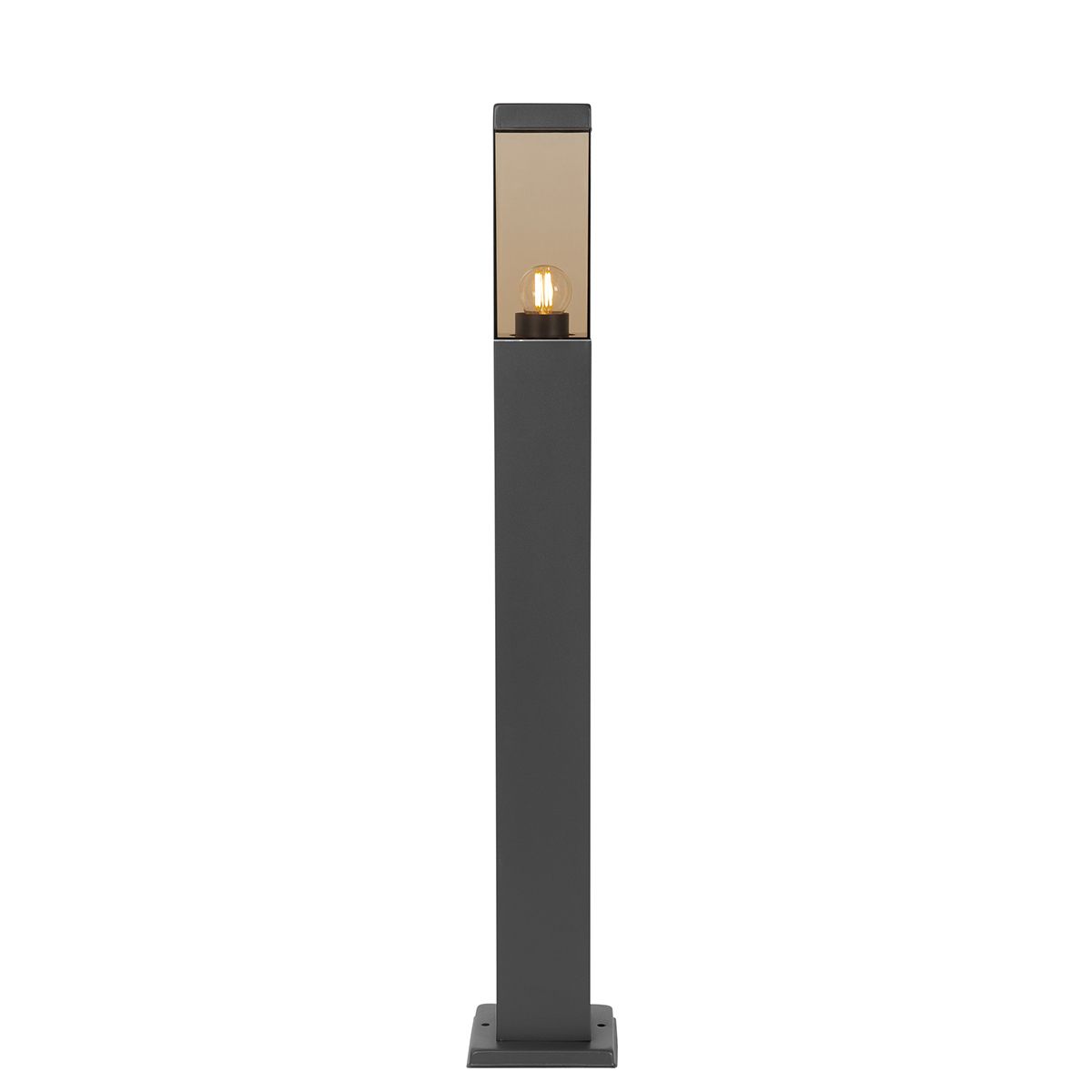 Buitenlamp donkergrijs met smoke glas met grondpin en kabelmof 80cm IP44 - Malios