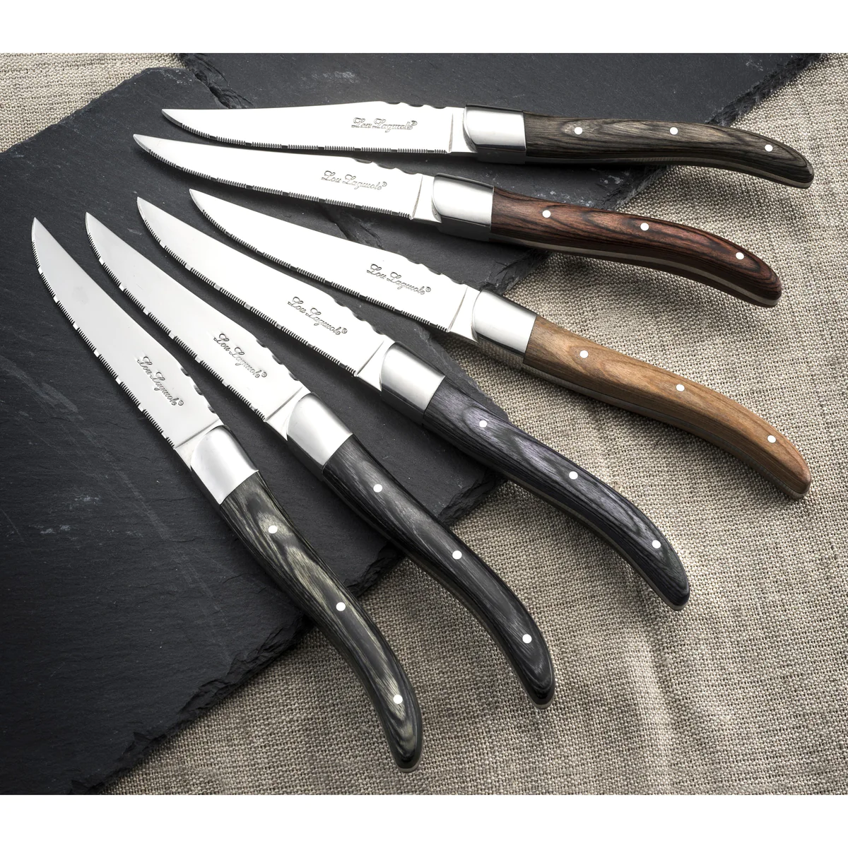 Louis - Coffret 6 couteaux steak Noyer Lou Laguiole
